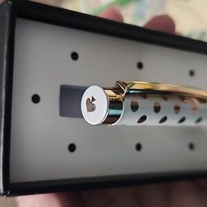 Elegant White and Gold Polka Dot Pen